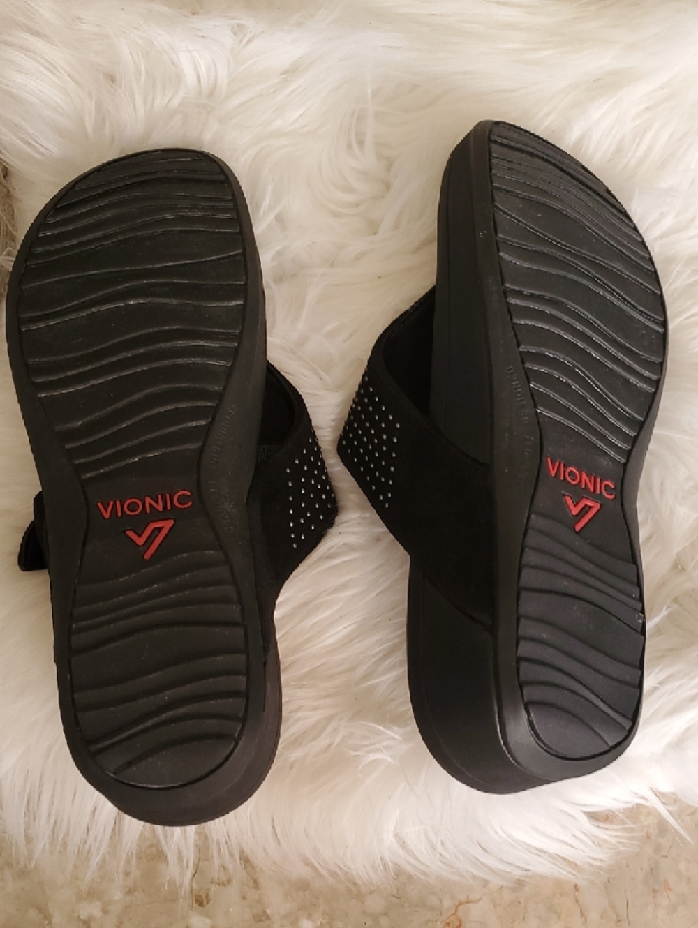 Vionic Black Studded Suede Toe-Post Sandals - Picture 7 of 14
